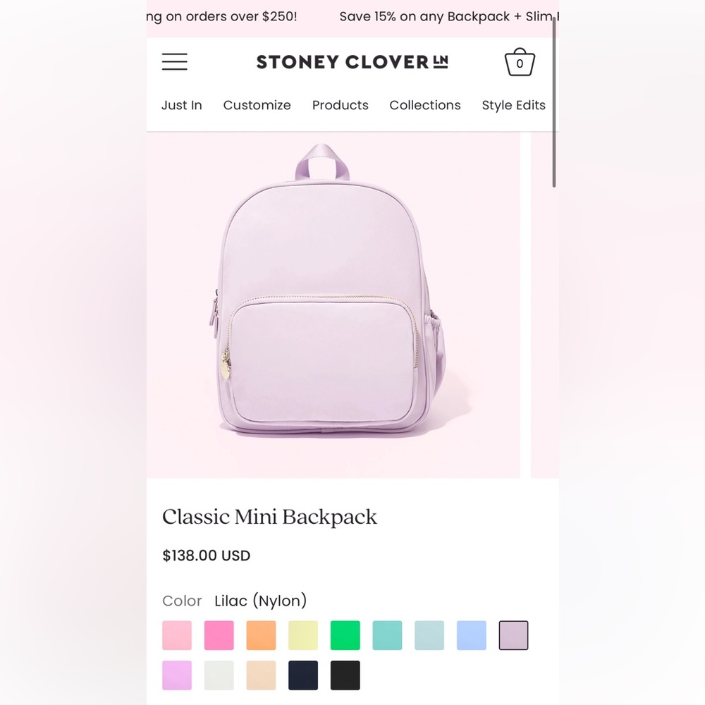 NWT stoney clover mini classic backpack lilac